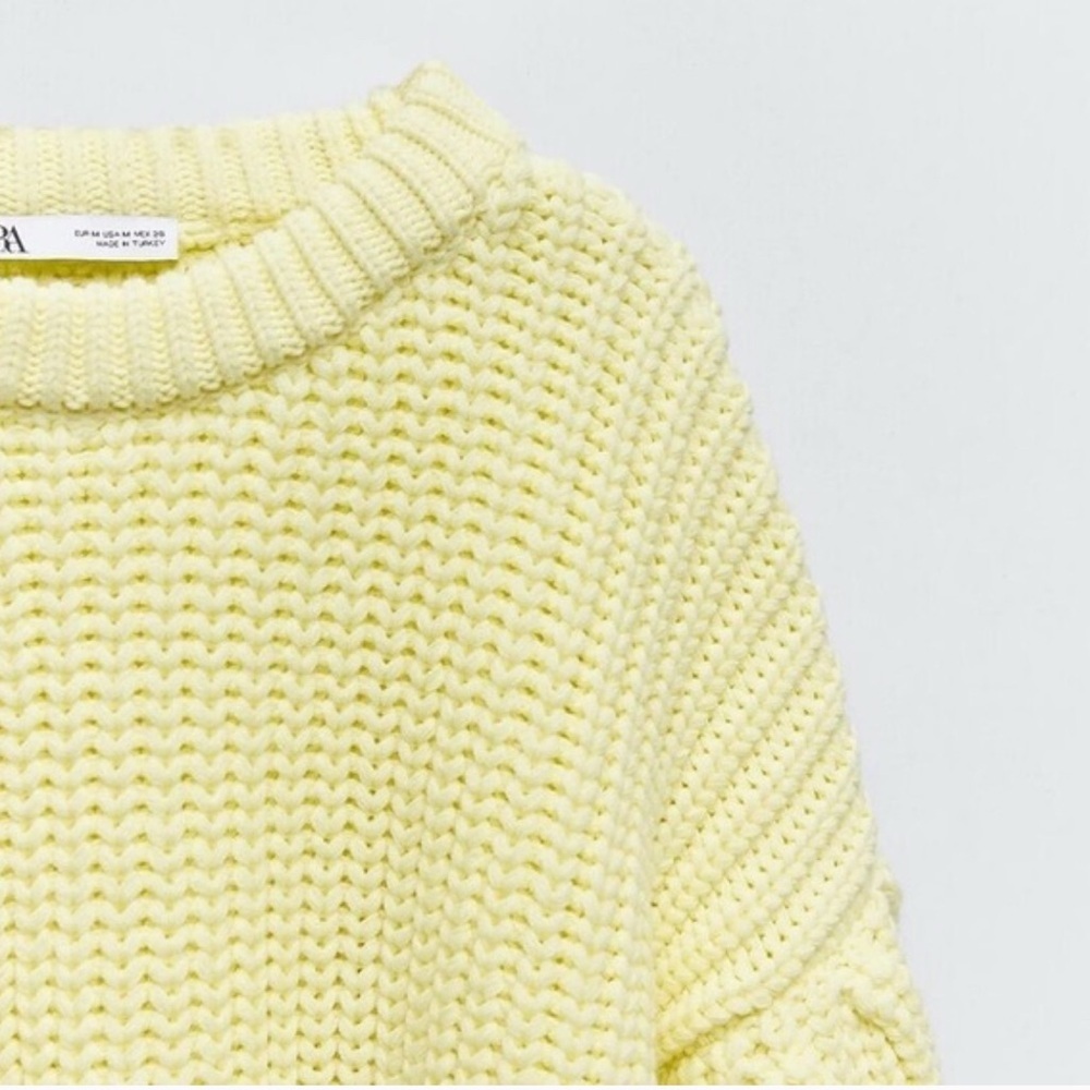 Zara Sweater Women's Pale Yellow Chunky - Picture 6 of 9
